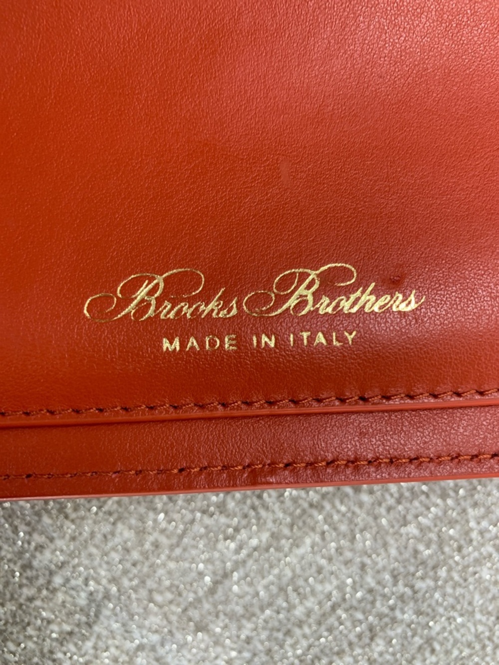 Brooks Brothers Orange Leather Flap Wallet - Picture 6 of 9